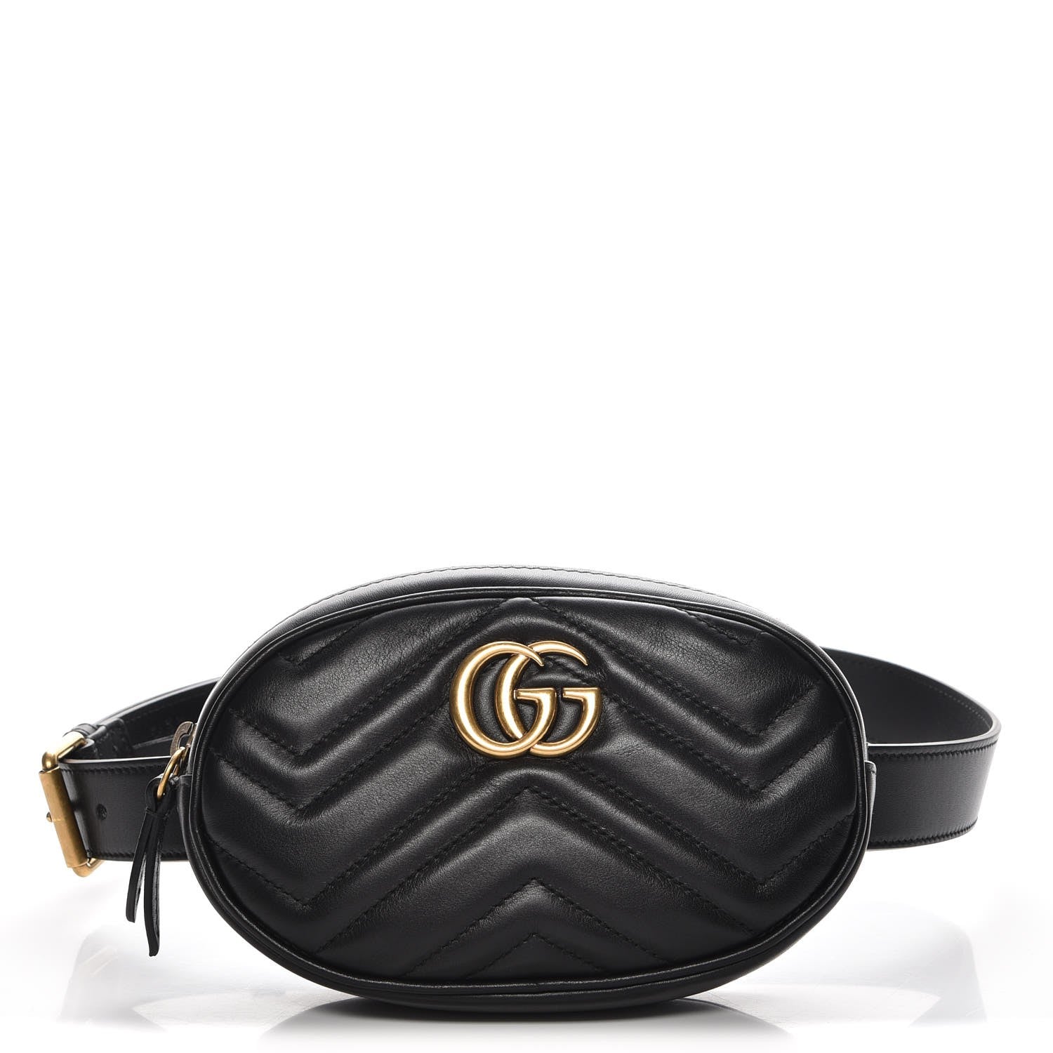 Gucci Calfskin Matelasse GG Marmont Belt Bag 75 30 Black 1 of 7