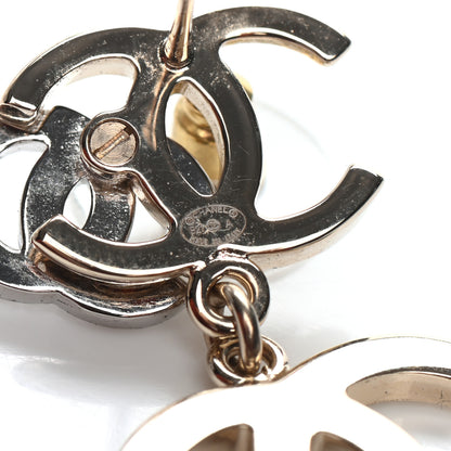 Chanel Crystal Pearl Double CC Drop Earrings Gold Silver 4 of 4