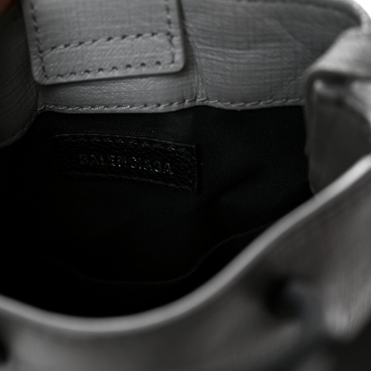 Squared Calfskin Logo Shopping Phone Holder Bag Balenciaga Grey