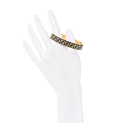 Fendi Brass Enamel FF Bracelet S Gold Black 2 of 4
