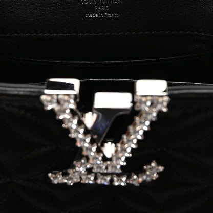 Louis Vuitton Satin Quilted Flower Crystal Mini Capucines Black 6 of 9
