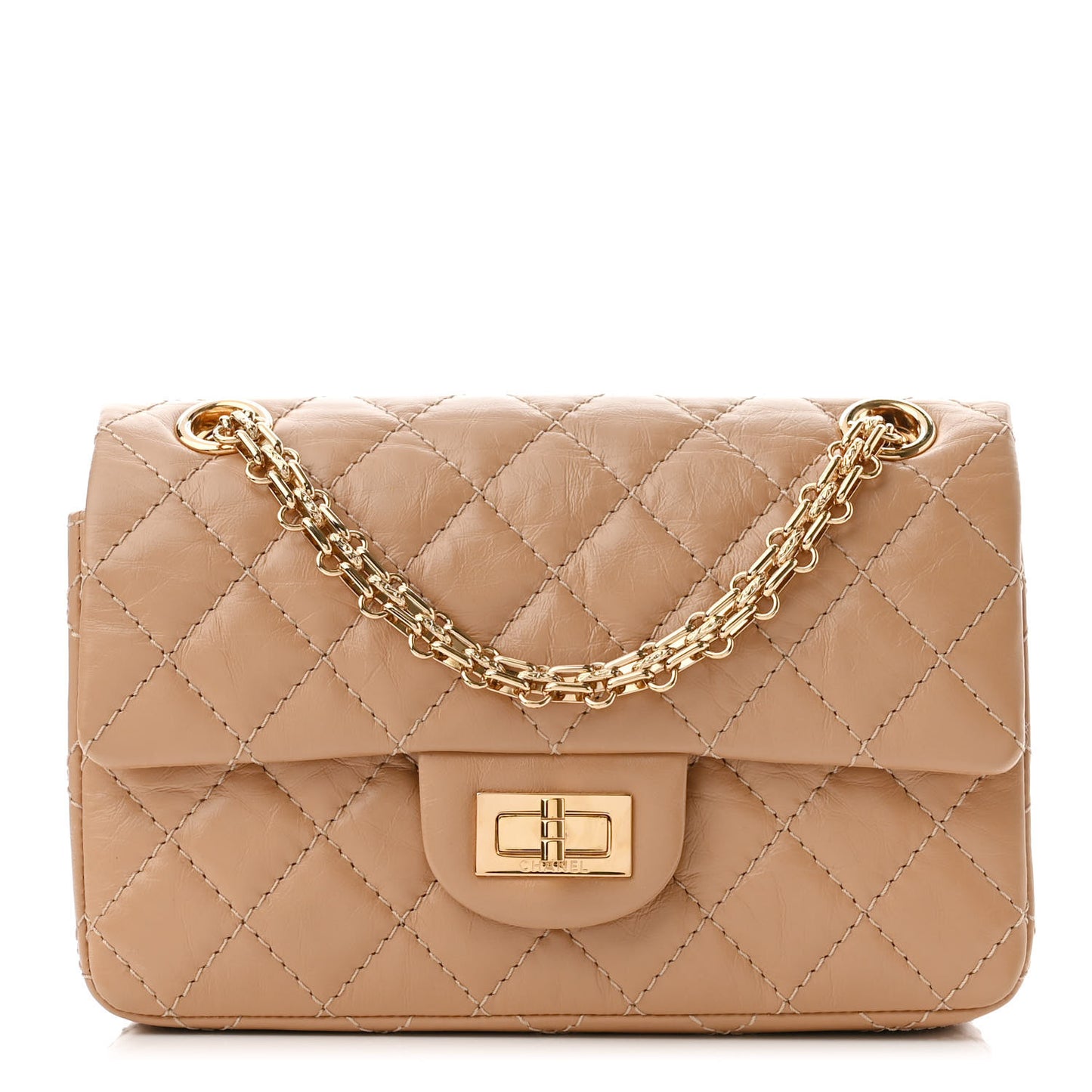 Aged Calfskin Quilted 2.55 Reissue Mini Flap Beige