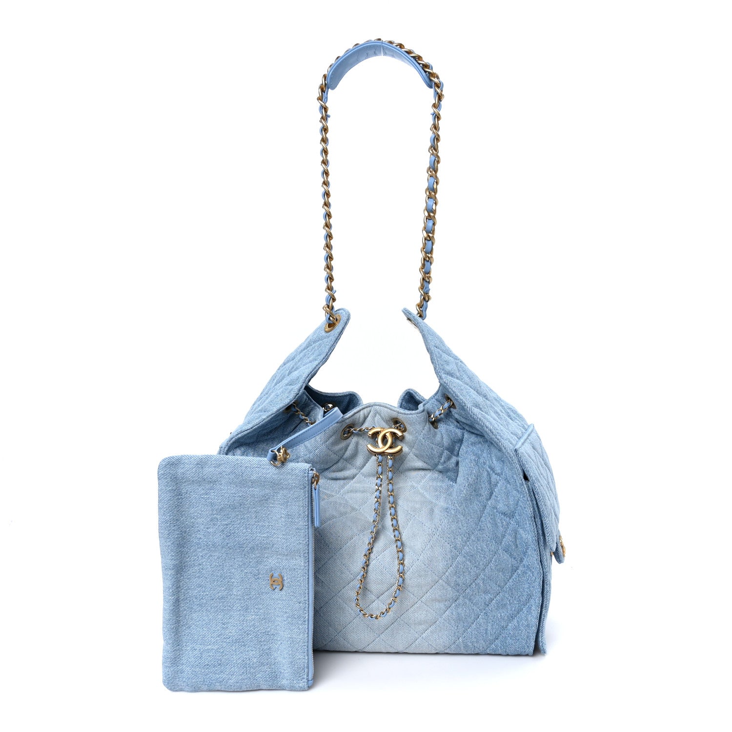 Chanel Washed Denim Quilted Medium Chanel 25 Handbag Blue 1887387