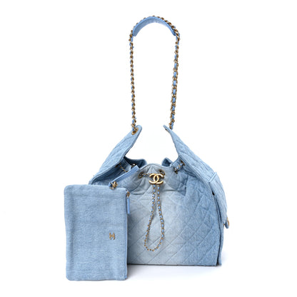 Chanel Washed Denim Quilted Medium Chanel 25 Handbag Blue 2 of 12