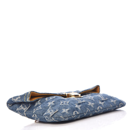 Louis Vuitton Monogram Denim Pochette Plat Clutch Blue 4 of 7