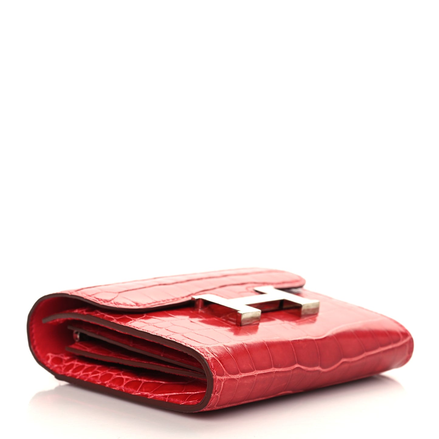 Shiny Alligator Constance Short Wallet Geranium