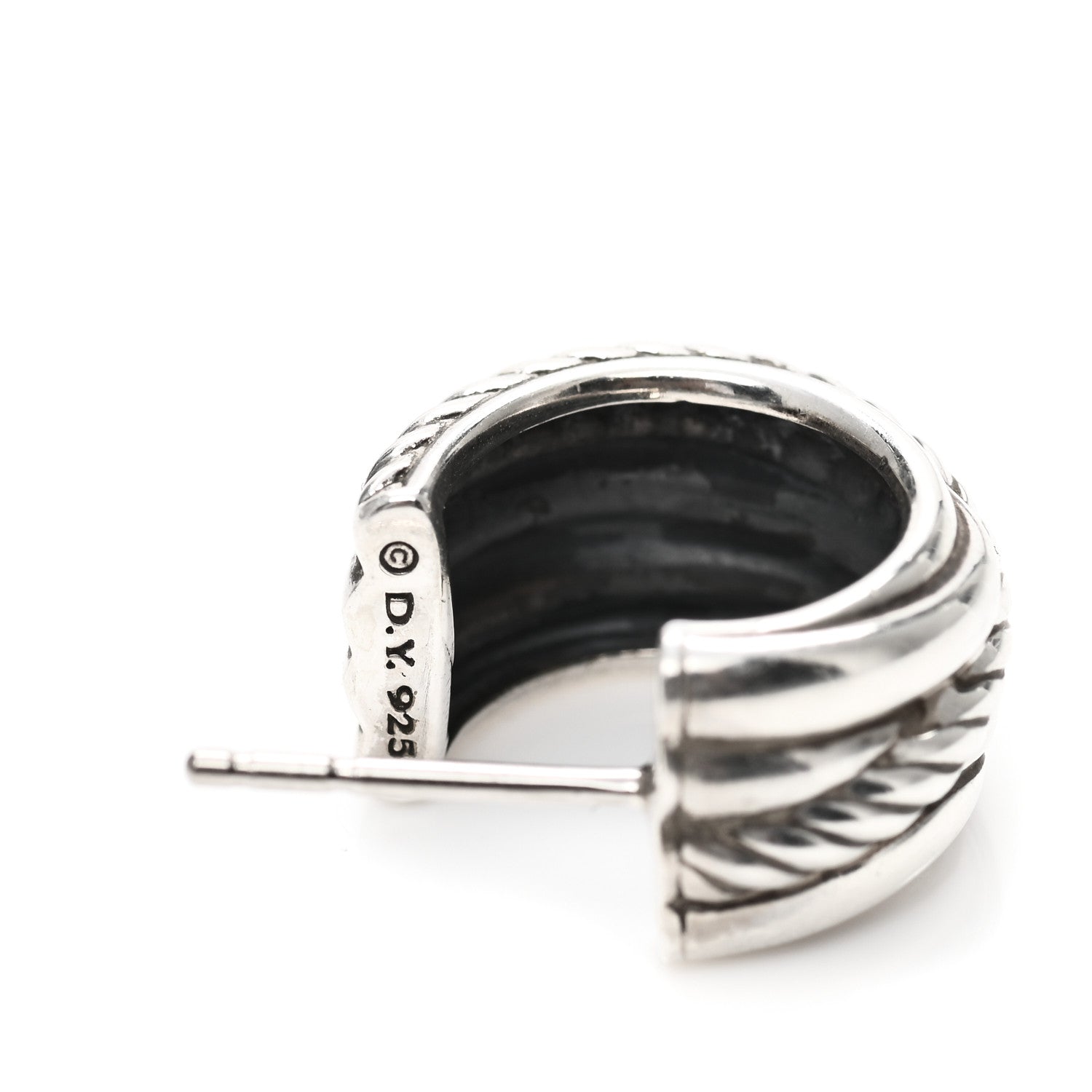 David Yurman Sterling Silver Crossover Huggie Earrings 3 of 4