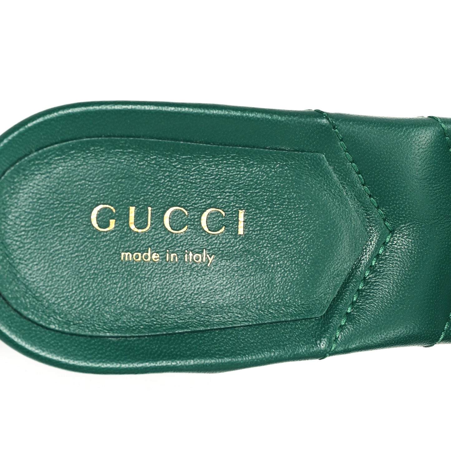 Nappa Matelasse GG Marmont 75mm Slide Sandals 36 Emerald