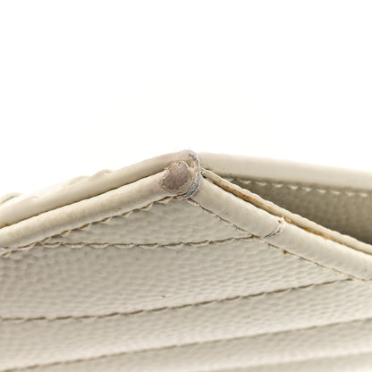 Saint Laurent Grain De Poudre Matelasse Chevron Monogram Fragments Zippered Card Case Crema Soft 8 of 8