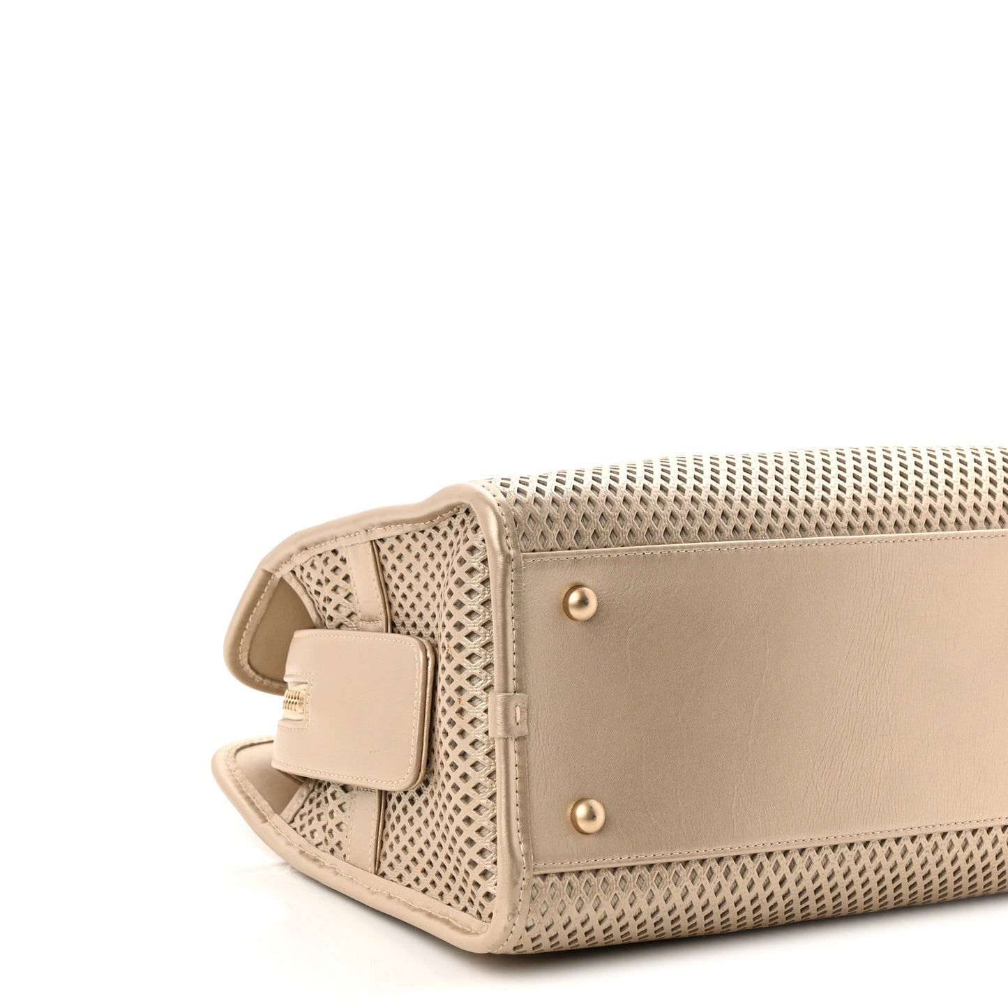 Metallic Calfskin Perforated Up In The Air Tote Light Gold