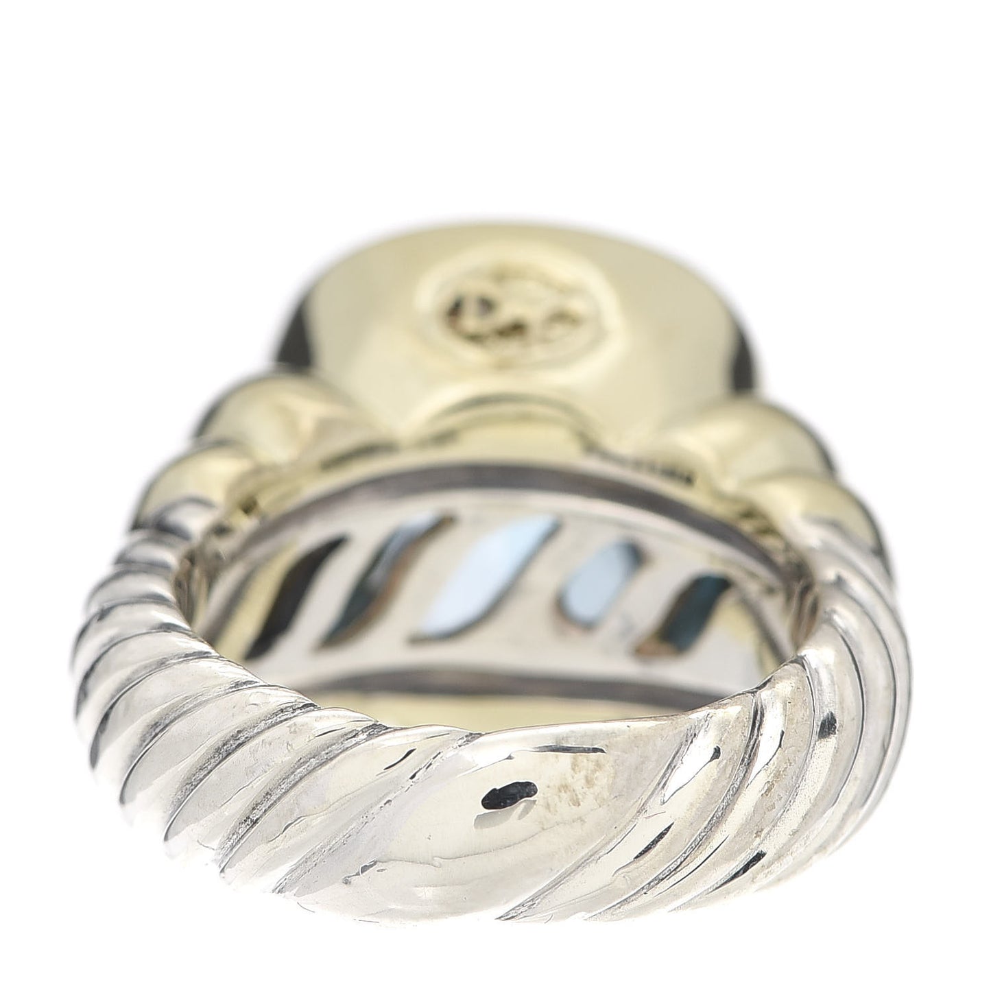 Sterling Silver 14K Yellow Gold Blue Topaz Noblesse Ring 52 6
