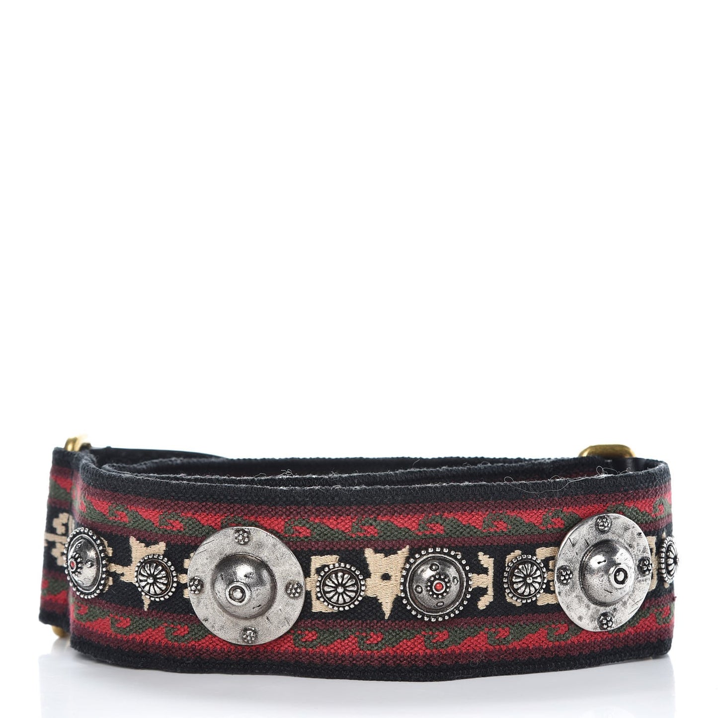 Canvas Embroidered Studded Bohemian Shoulder Strap Red
