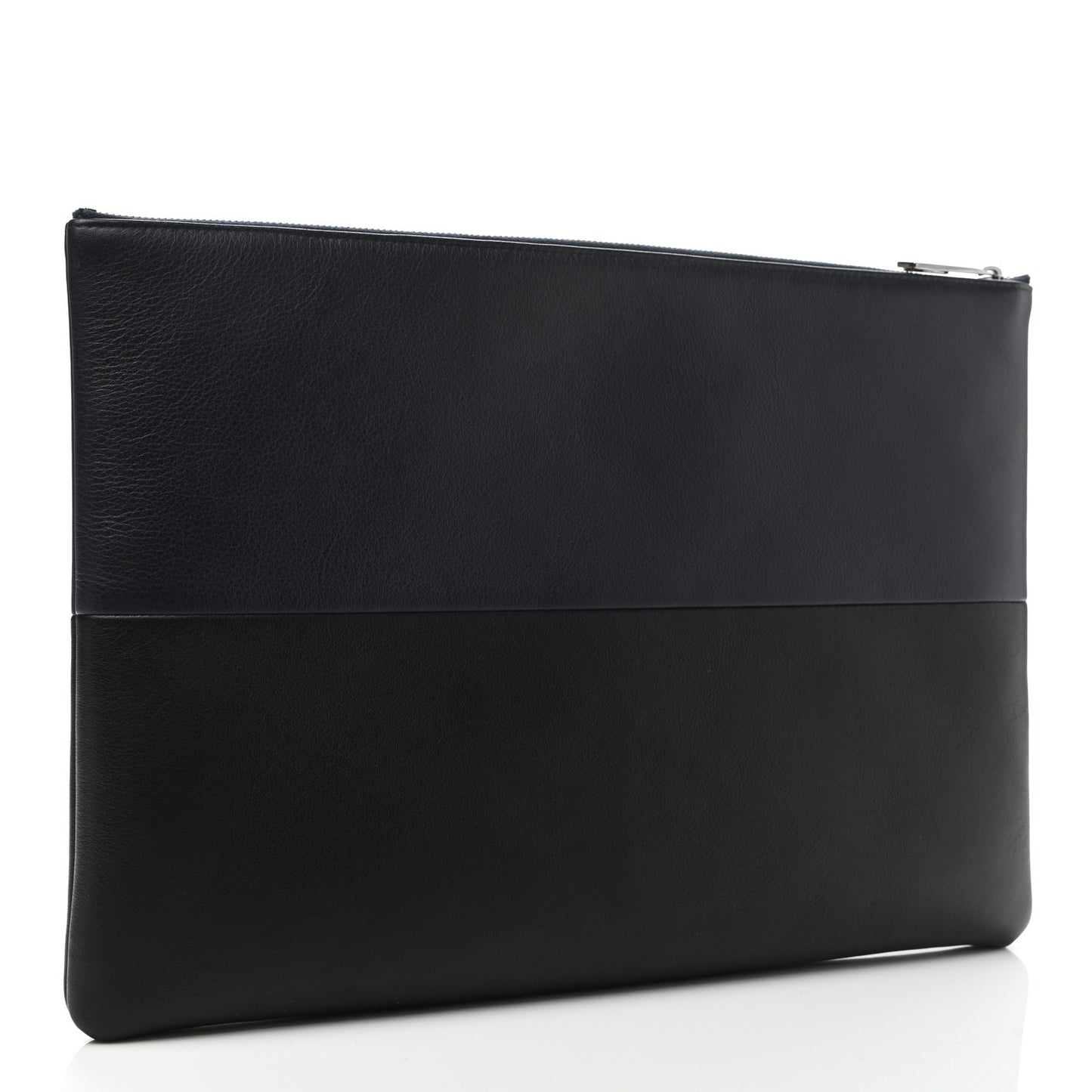 Calfskin Large Bicolor Cosmetic Case Black Navy