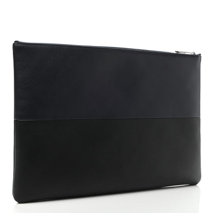 Chanel Calfskin Large Bicolor Cosmetic Case Black Navy 2 of 7