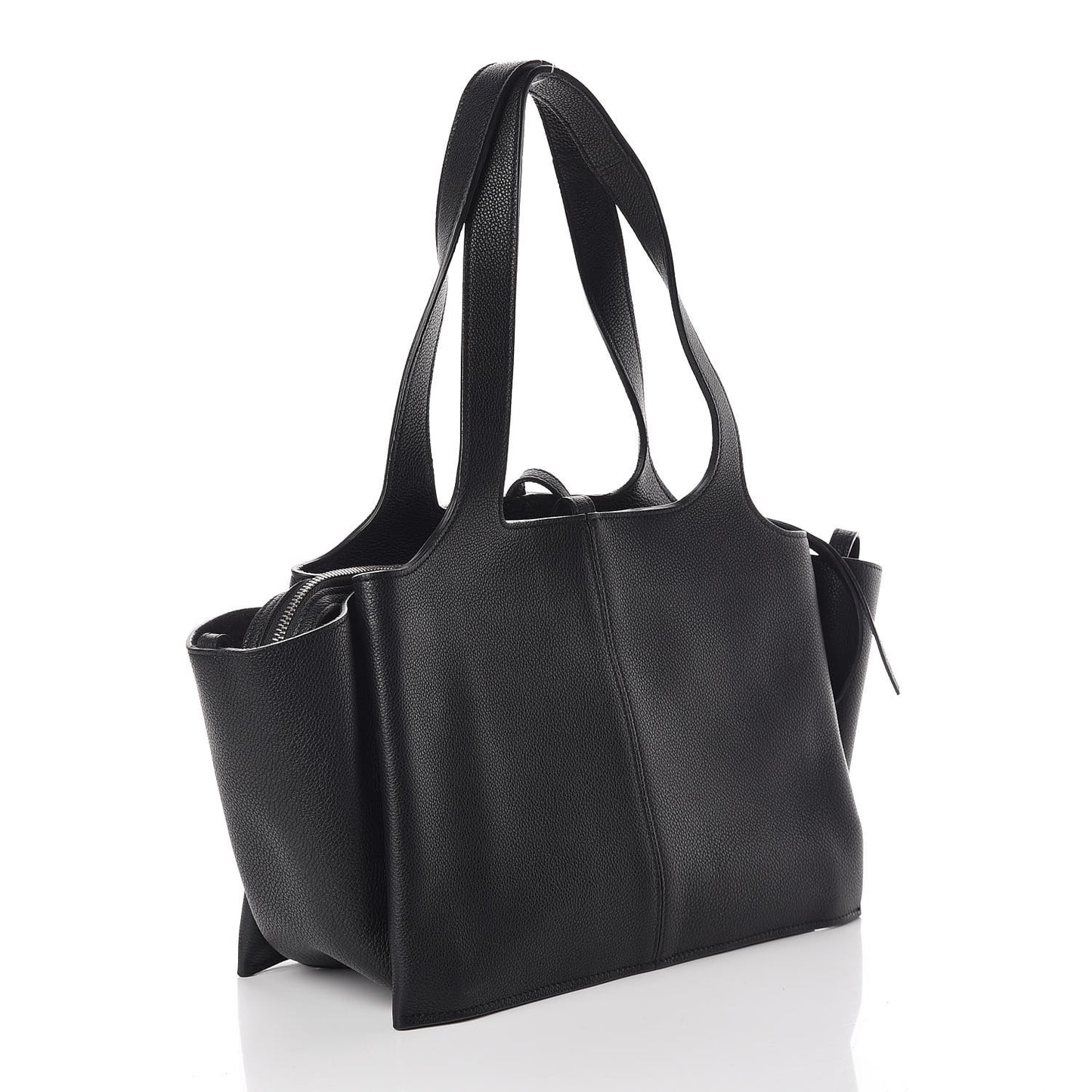 Baby Grained Calfskin Small Tri-Fold Bag Black