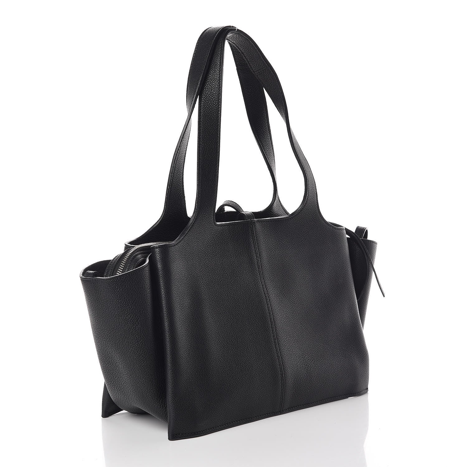 Celine Baby Grained Calfskin Small Tri-Fold Bag Black 3 of 9