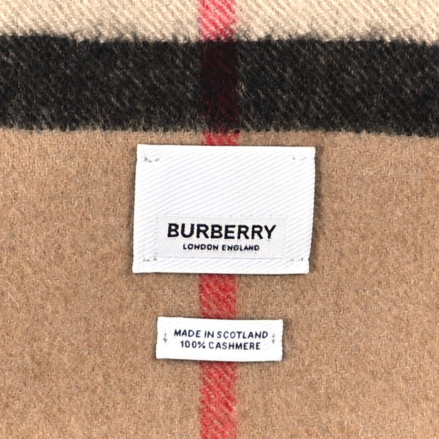 Burberry Cashmere House Check Fringe Scarf Camel 3 of 3