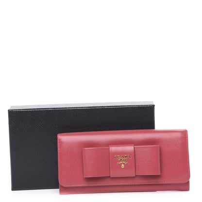 Prada Saffiano Bow Continental Wallet Peonia 8 of 8
