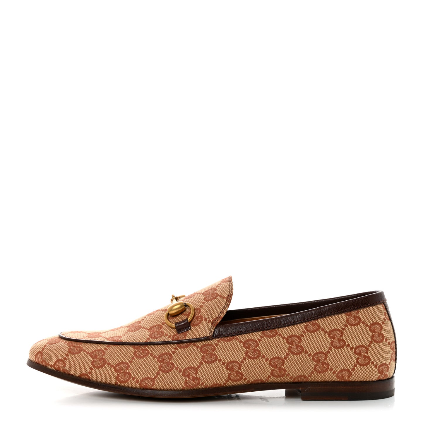 Canvas GG Monogram Horsebit Mens Jordaan Loafers 6.5 Beige Ruggine Light Brown
