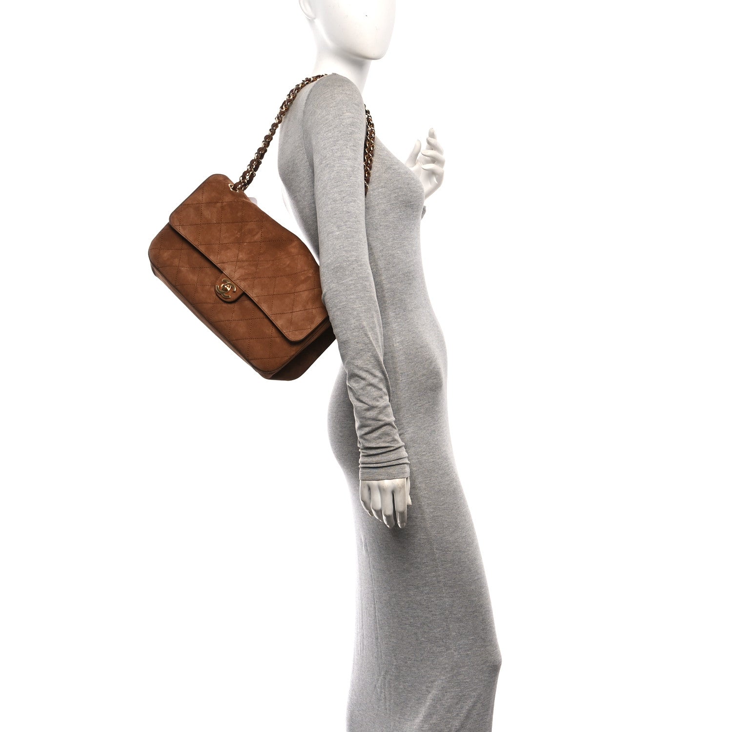 Chanel Suede Calfskin Small Souplissimo Maxi Flap Camel 2 of 11
