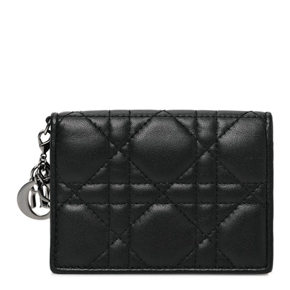 Christian Dior Lambskin Cannage Small Lady Dior Flap Card Holder Black 1 of 9