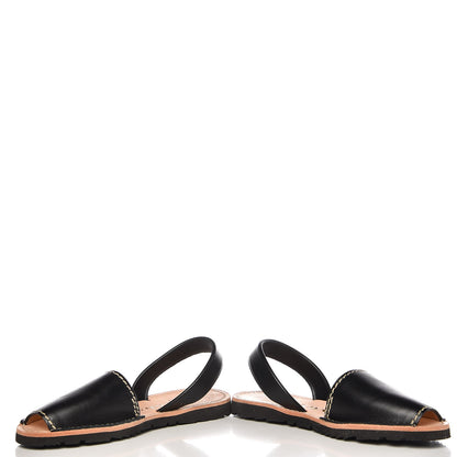 Prada Vitello Slingback Flat Sandals 37 Black 6 of 12