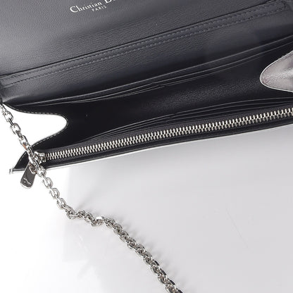 Christian Dior Metallic Patent Micro-Cannage Lady Dior Croisiere Chain Wallet Silver 5 of 7