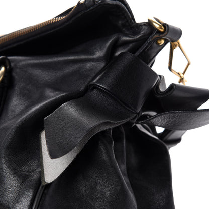 Miu Miu Vitello Lux Bow Tote Black 11 of 15