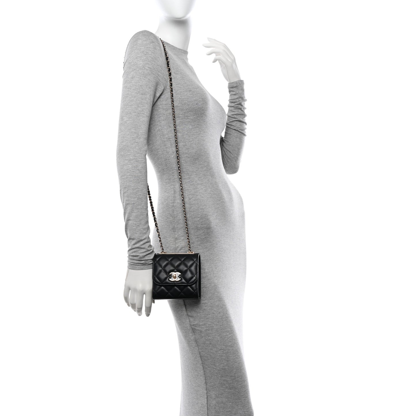 Lambskin Quilted Mini Trendy CC Chain Wallet Black