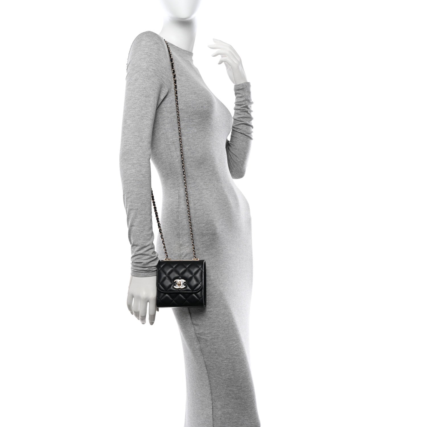 Chanel Lambskin Quilted Mini Trendy CC Chain Wallet Black 2 of 11