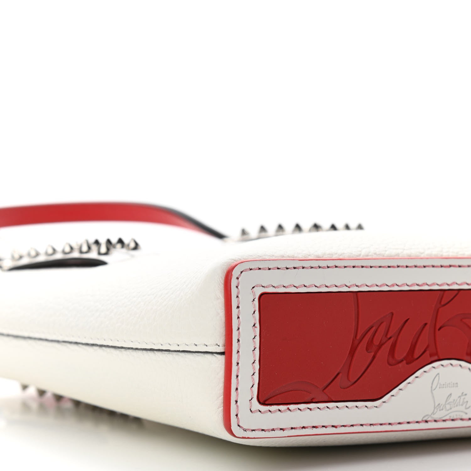 Christian Louboutin Calfskin Spikes Mini North South Cabata Tote White 8 of 13