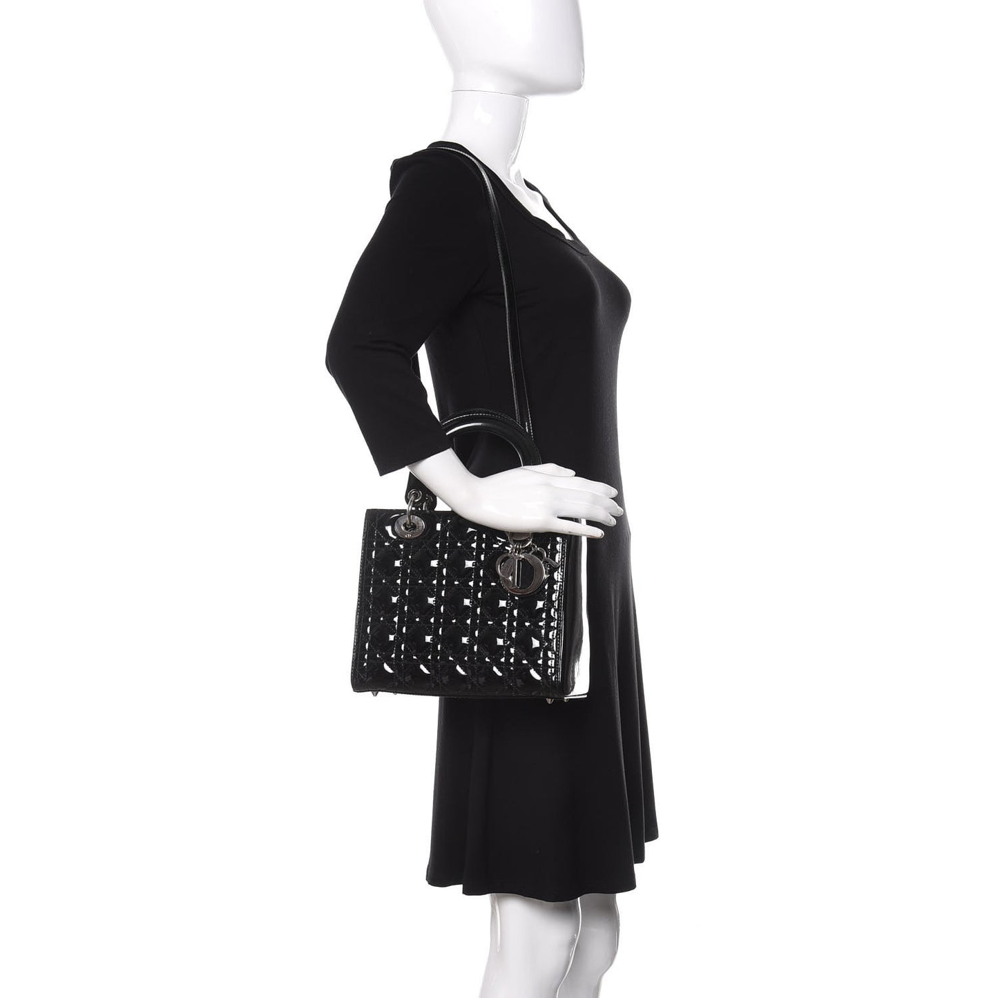 Patent Cannage Medium Lady Dior Black