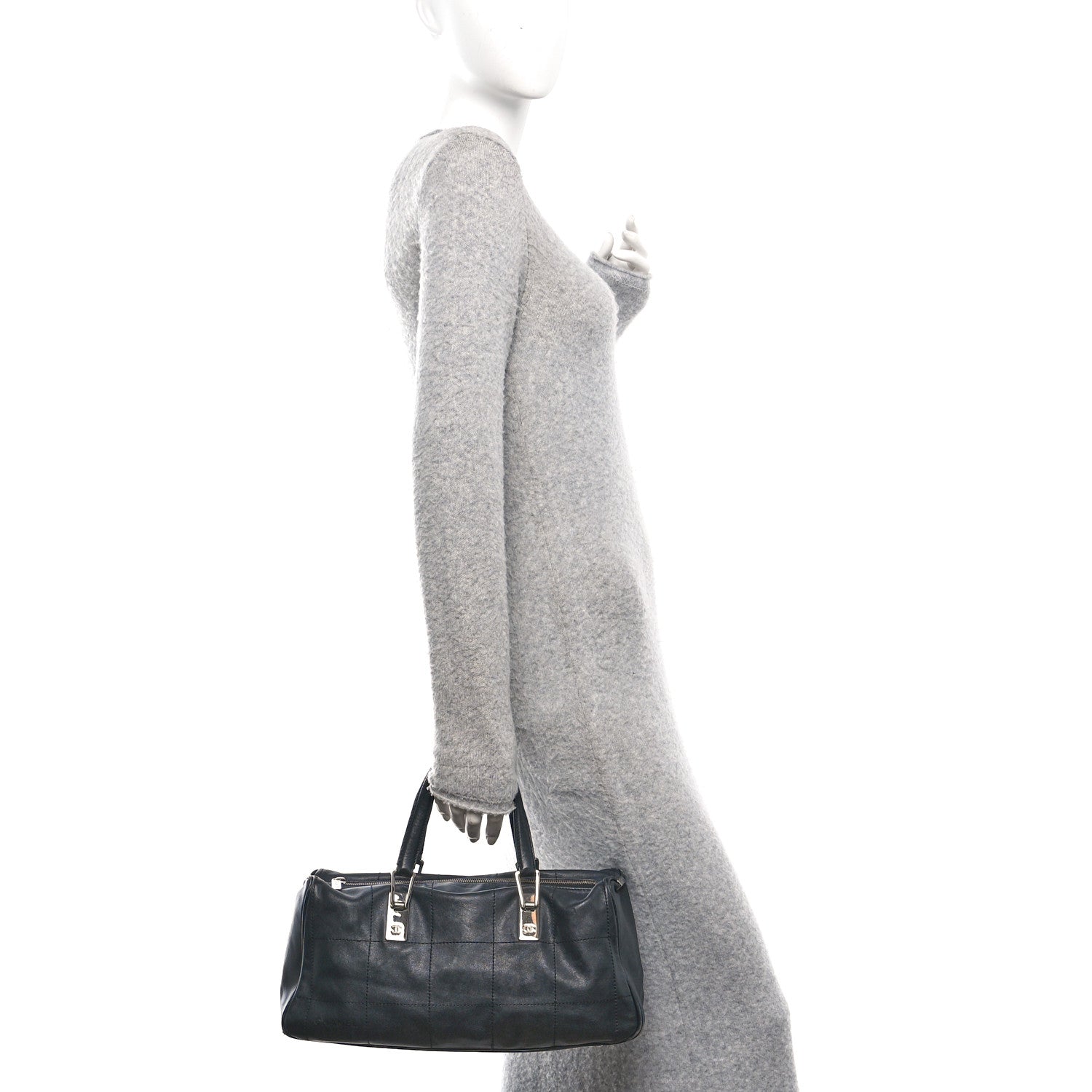 Chanel Lambskin Square Stitched Large Tote  Black 2 of 12