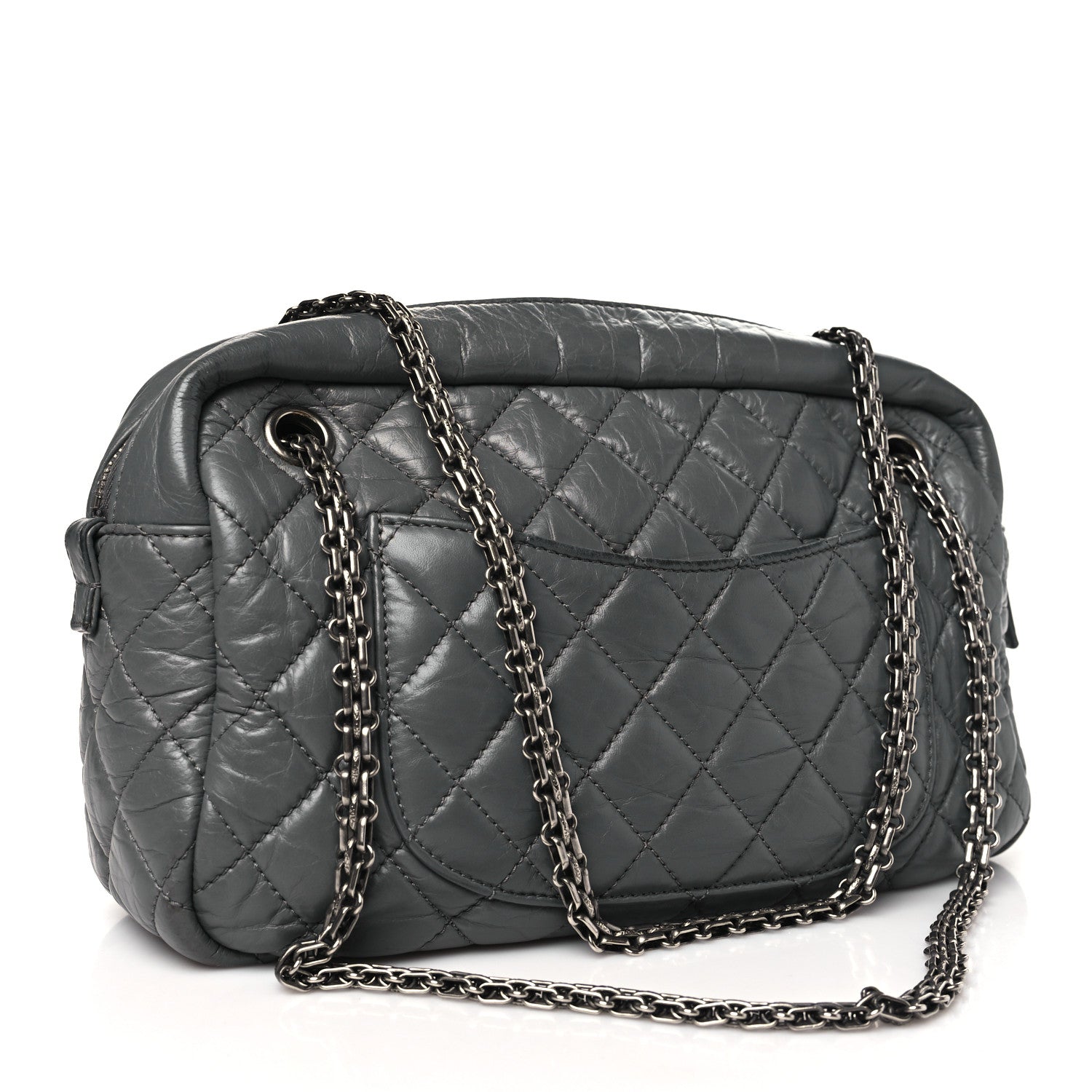 Chanel Aged Calfskin Quilted Medium Reissue Camera Case Grey 3 of 10