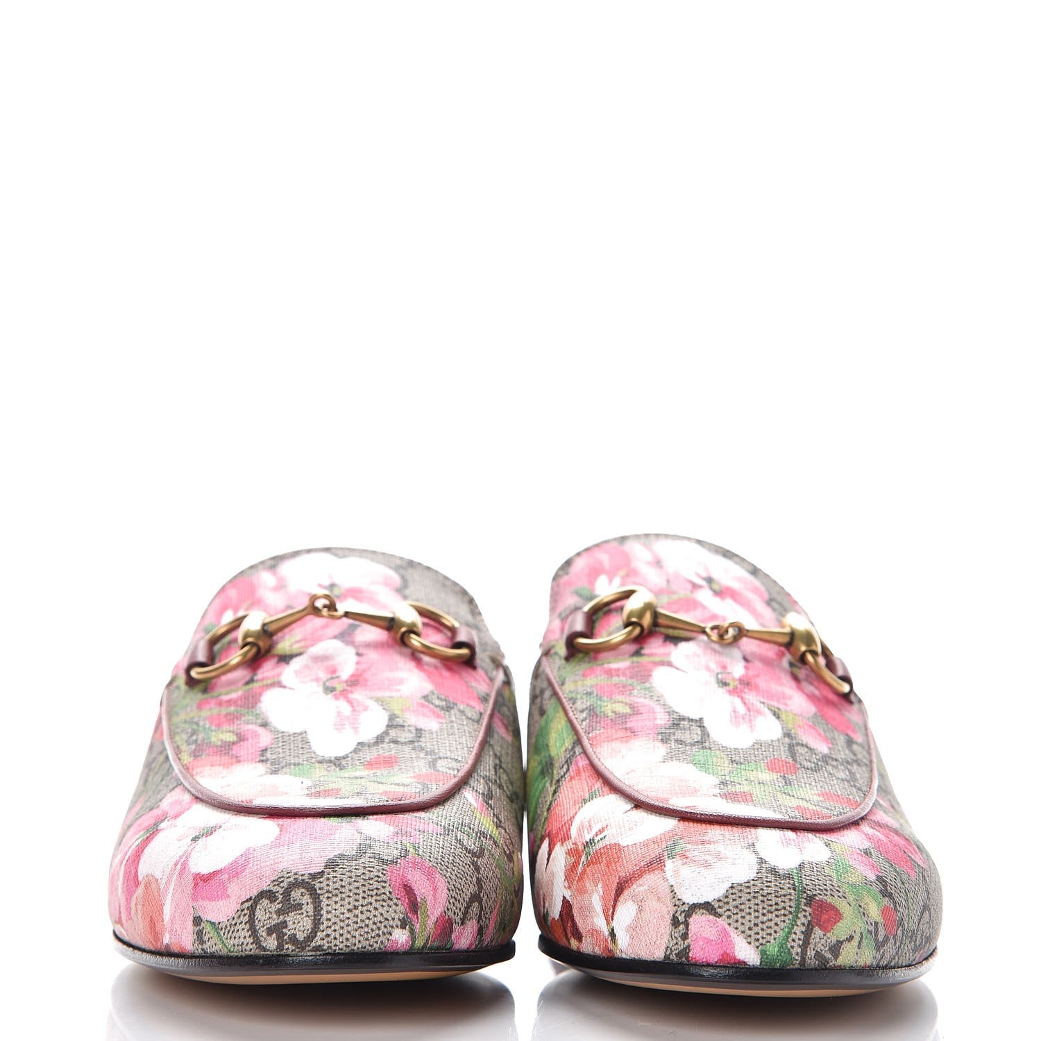 Gucci GG Supreme Monogram Blooms Womens Princetown Slippers 36 Beige Multicolor Dry Rose 2 of 9
