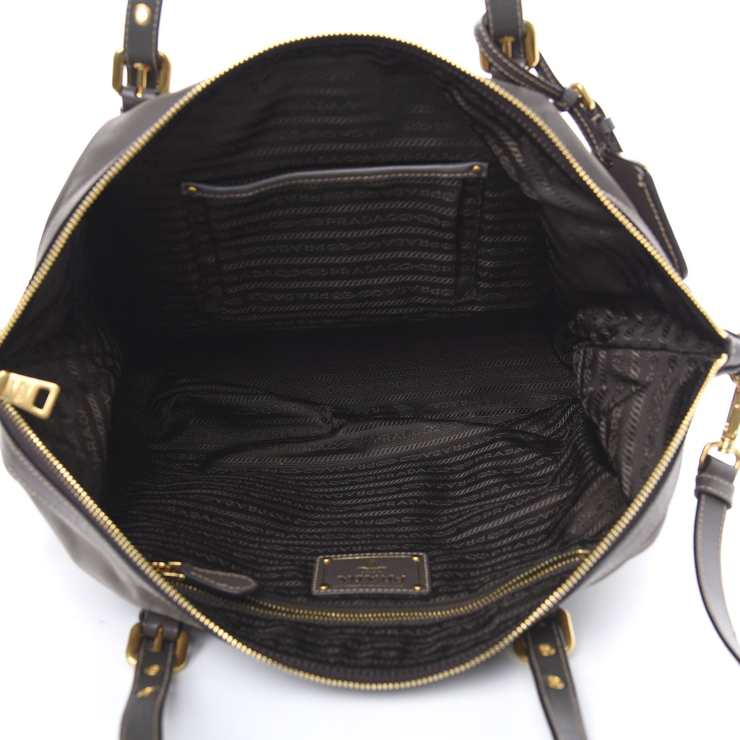 Prada Tessuto Nylon Saffiano Jacquard Logo Tote Grey 7 of 14