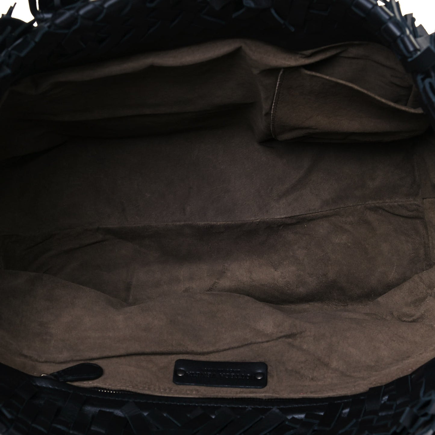 Nappa Intrecciato Patchwork Frayed Tote Black