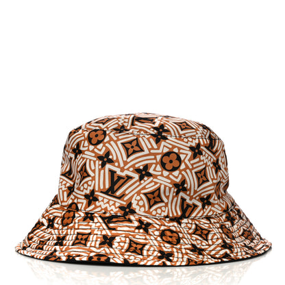 Louis Vuitton Nylon Canvas Monogram Giant Crafty Reversible Bucket Hat Black Creme Caramel 2 of 6