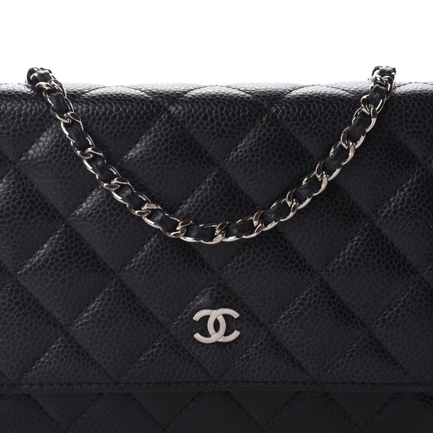 Caviar Quilted Wallet On Chain WOC Black