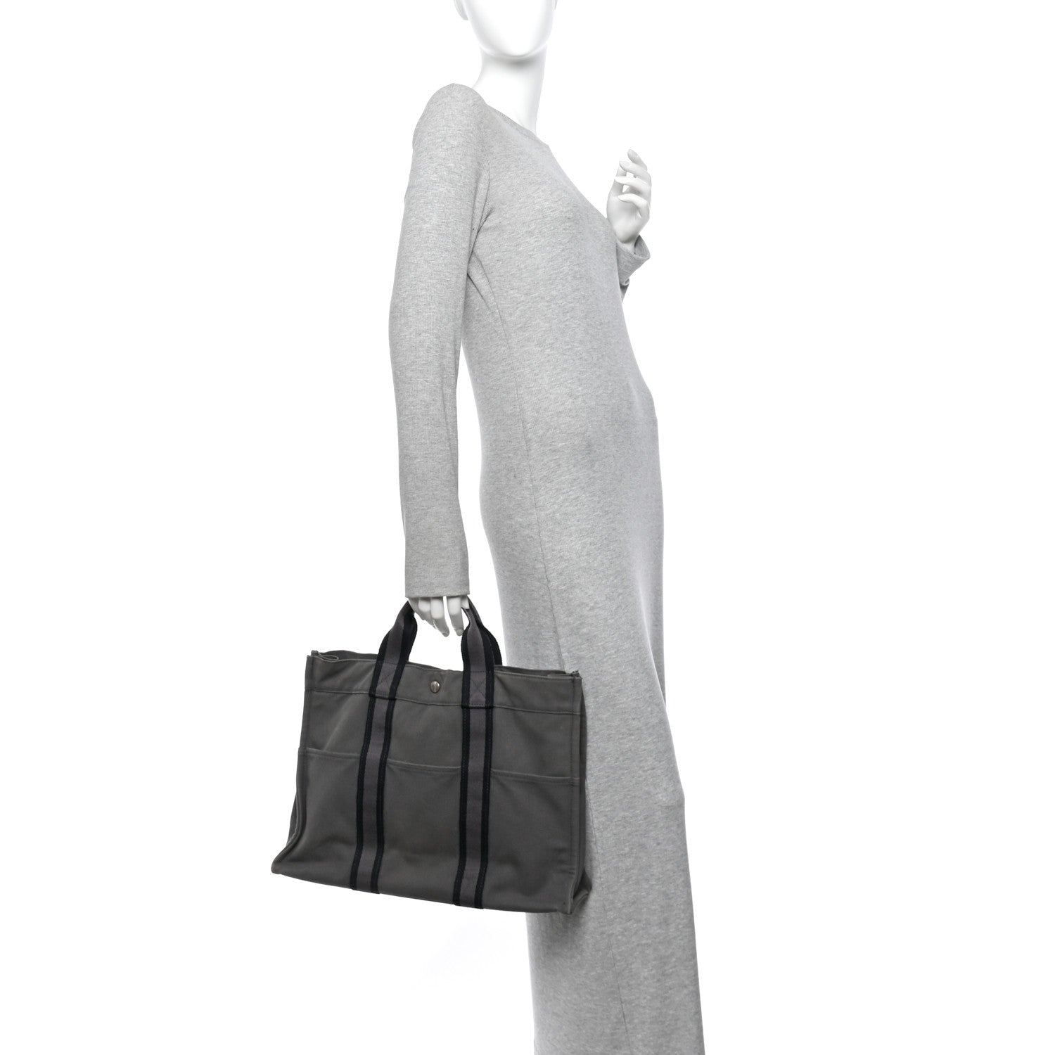 Hermes Canvas Fourre Tout MM Grey 2 of 14