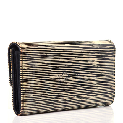 Chanel Patent Calfskin Striped Long Flap Wallet Black 3 of 12