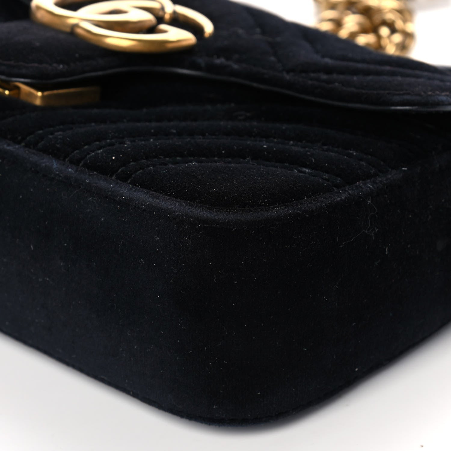 Gucci Velvet Matelasse Mini GG Marmont Shoulder Bag Black 11 of 13