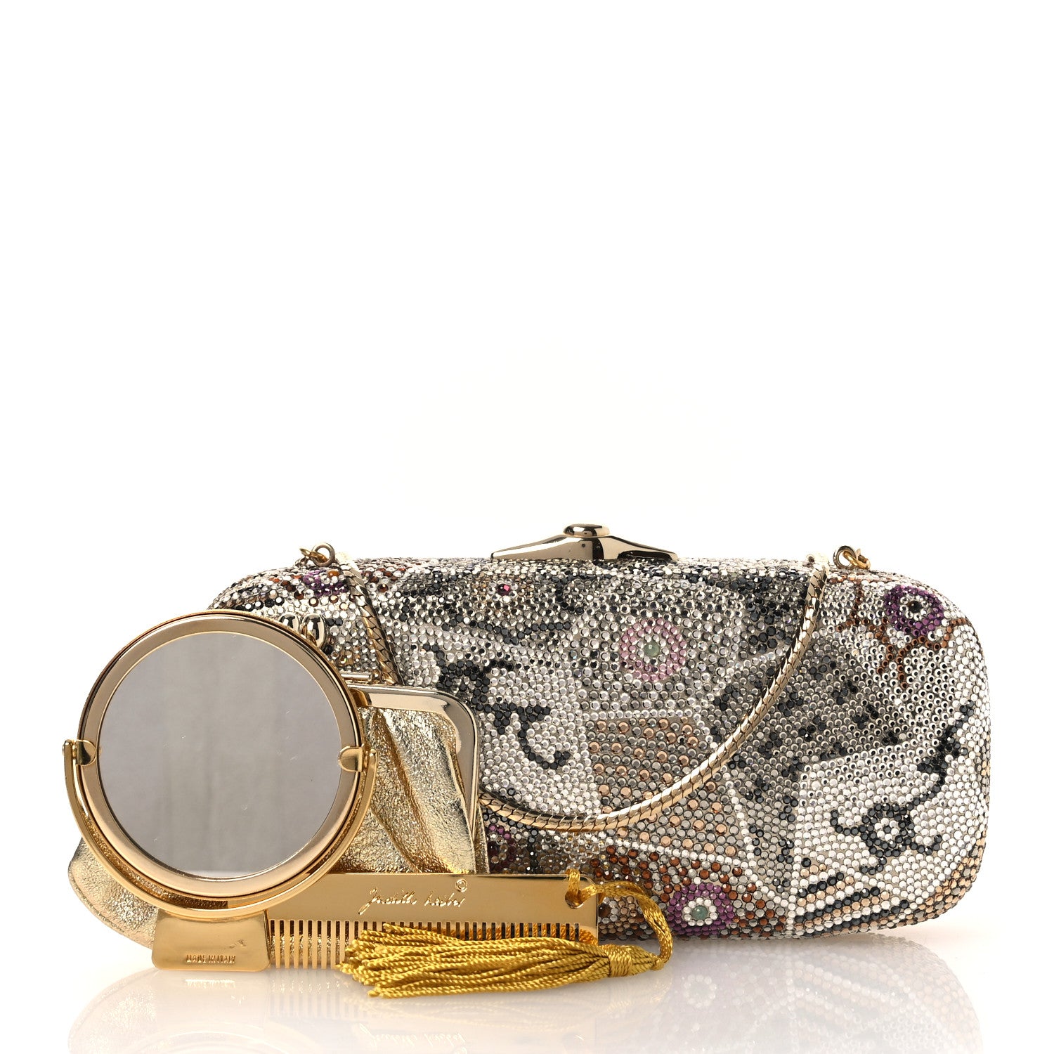 Judith Leiber Crystal Minaudiere Clutch Silver Multicolor 3 of 14