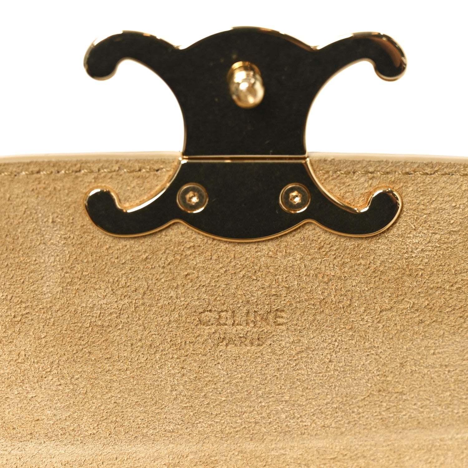 Celine Suede Shearling Triomphe Mini Chain Claude Natural 1855097