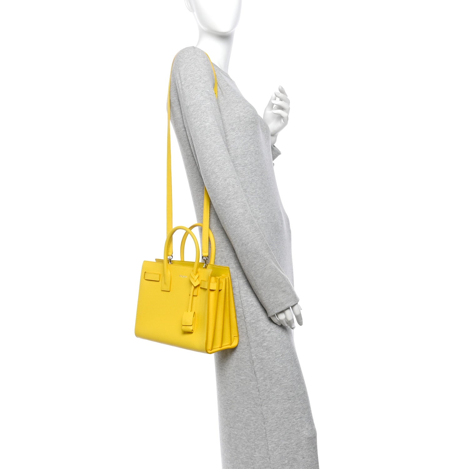 Saint Laurent Grained Calfskin Baby Sac De Jour Jaune 2 of 13
