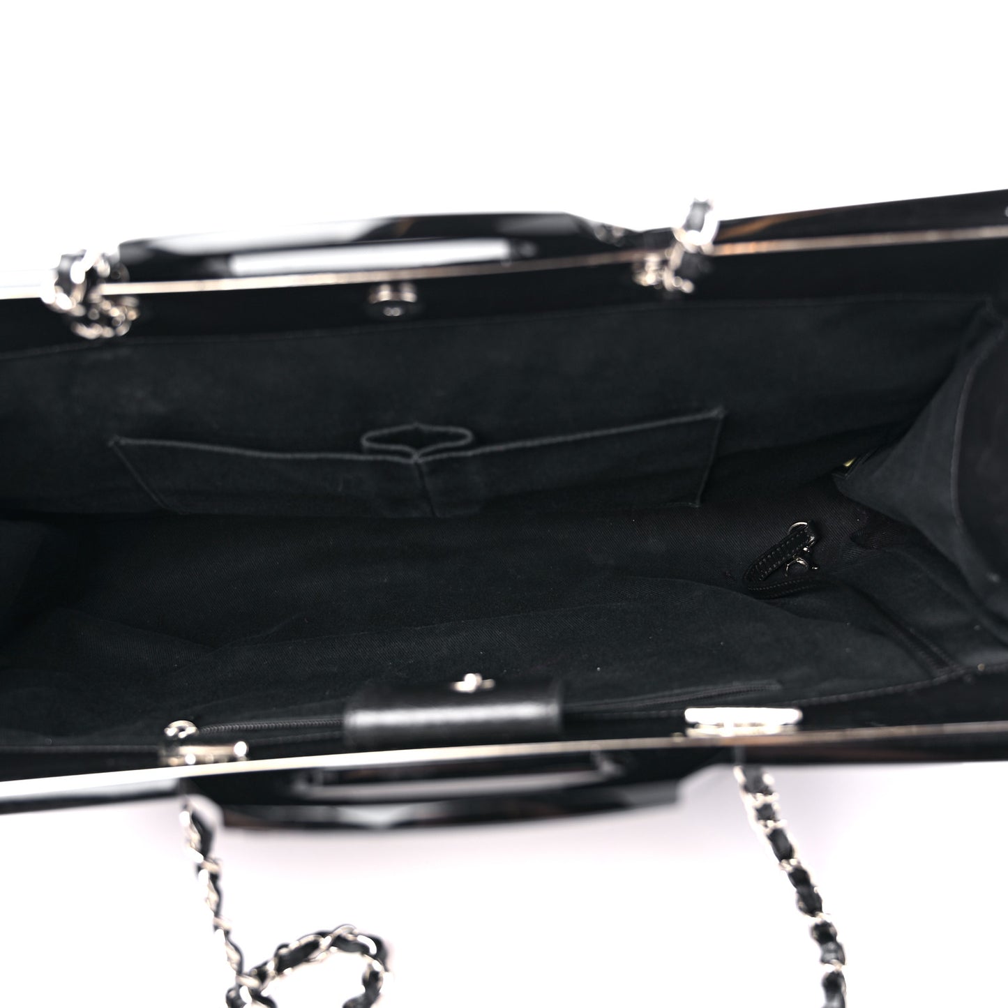 Glazed Calfskin Quilted Large CC Delivery Tote Black
