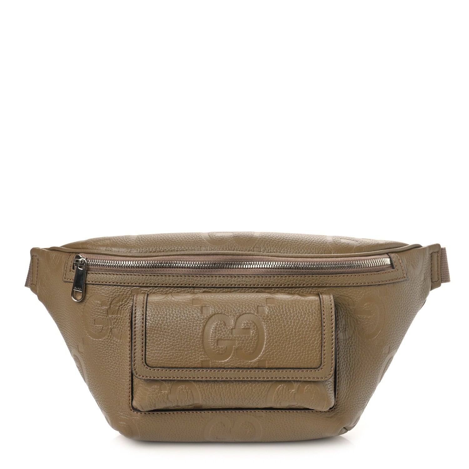 Gucci Piuma Calfskin Jumbo GG Embossed Pocket Belt Bag Good Taupe 1 of 8