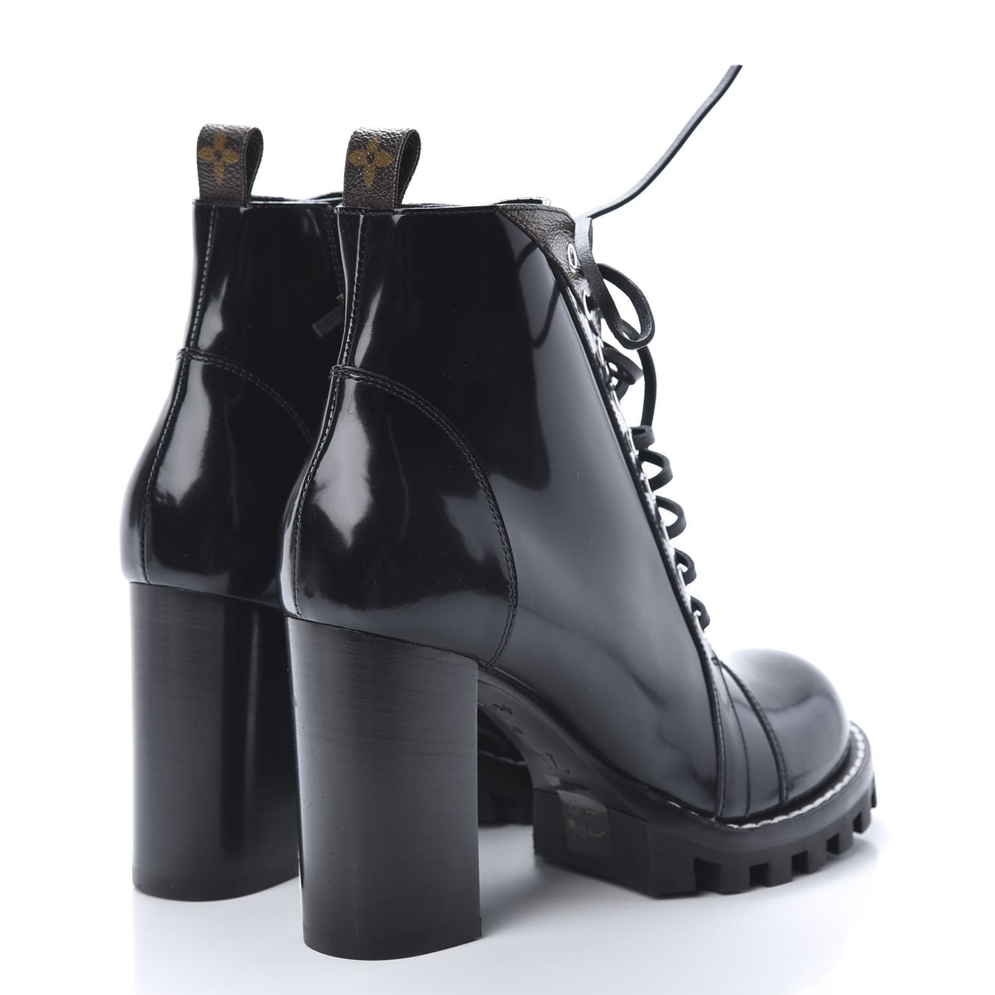 Patent Calfskin Monogram Star Trail Ankle Boots 40 Black