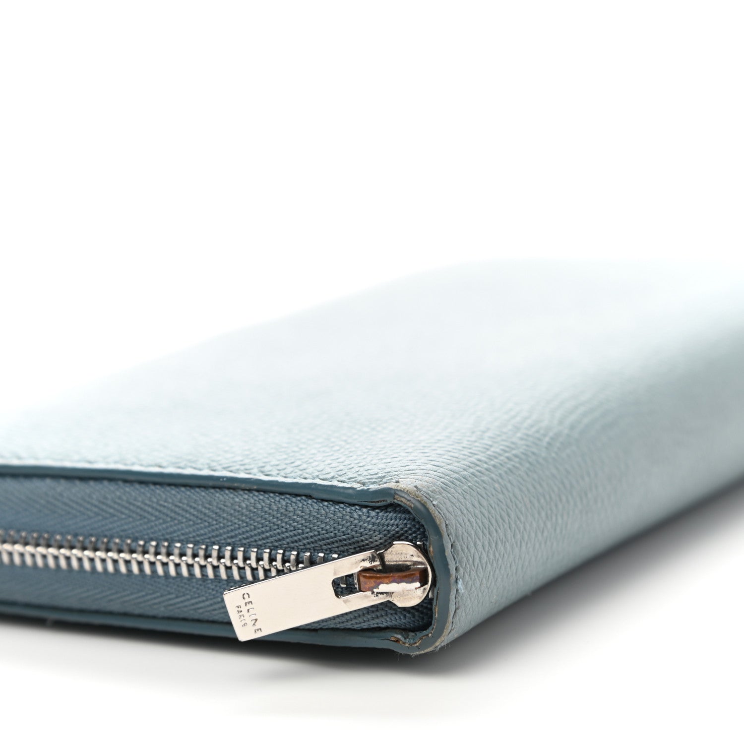Celine Grained Calfskin Large Zip Around Multifunction Wallet Sky Blue 9 of 9
