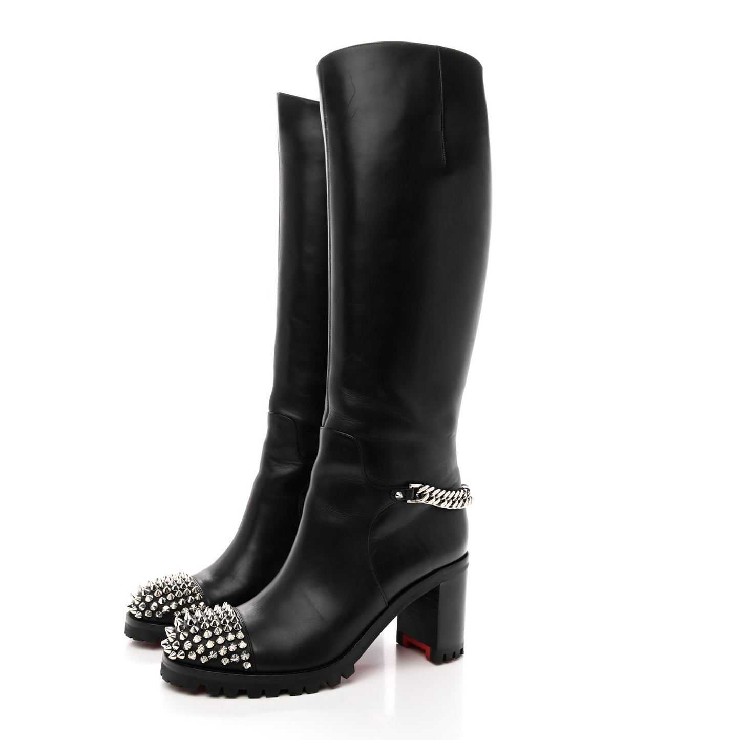 Calfskin Napaleona 70 Spikes Boots 37 Black